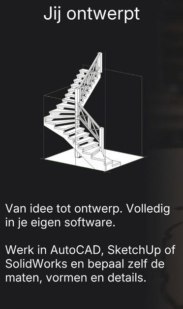 3D ontwerp van trap gemaakt in CAD software
